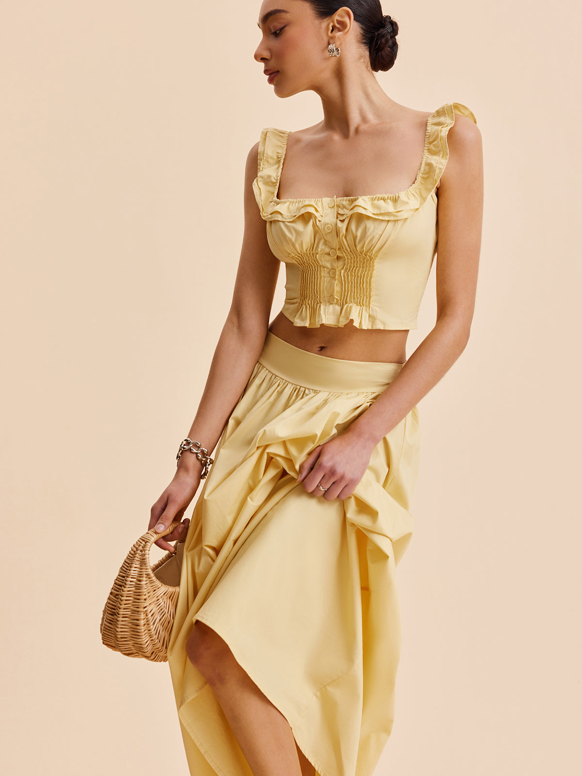 Ensemble jupe et haut court à volants 