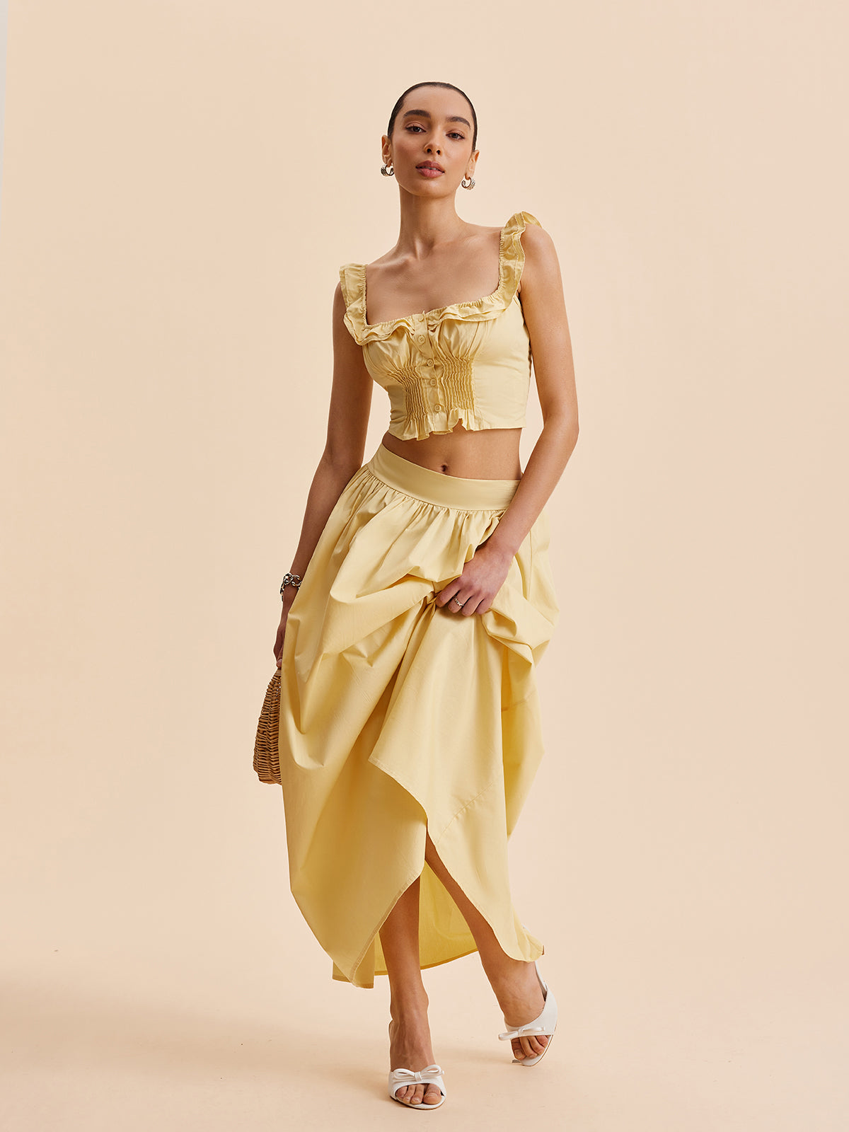 Ensemble jupe et haut court à volants 