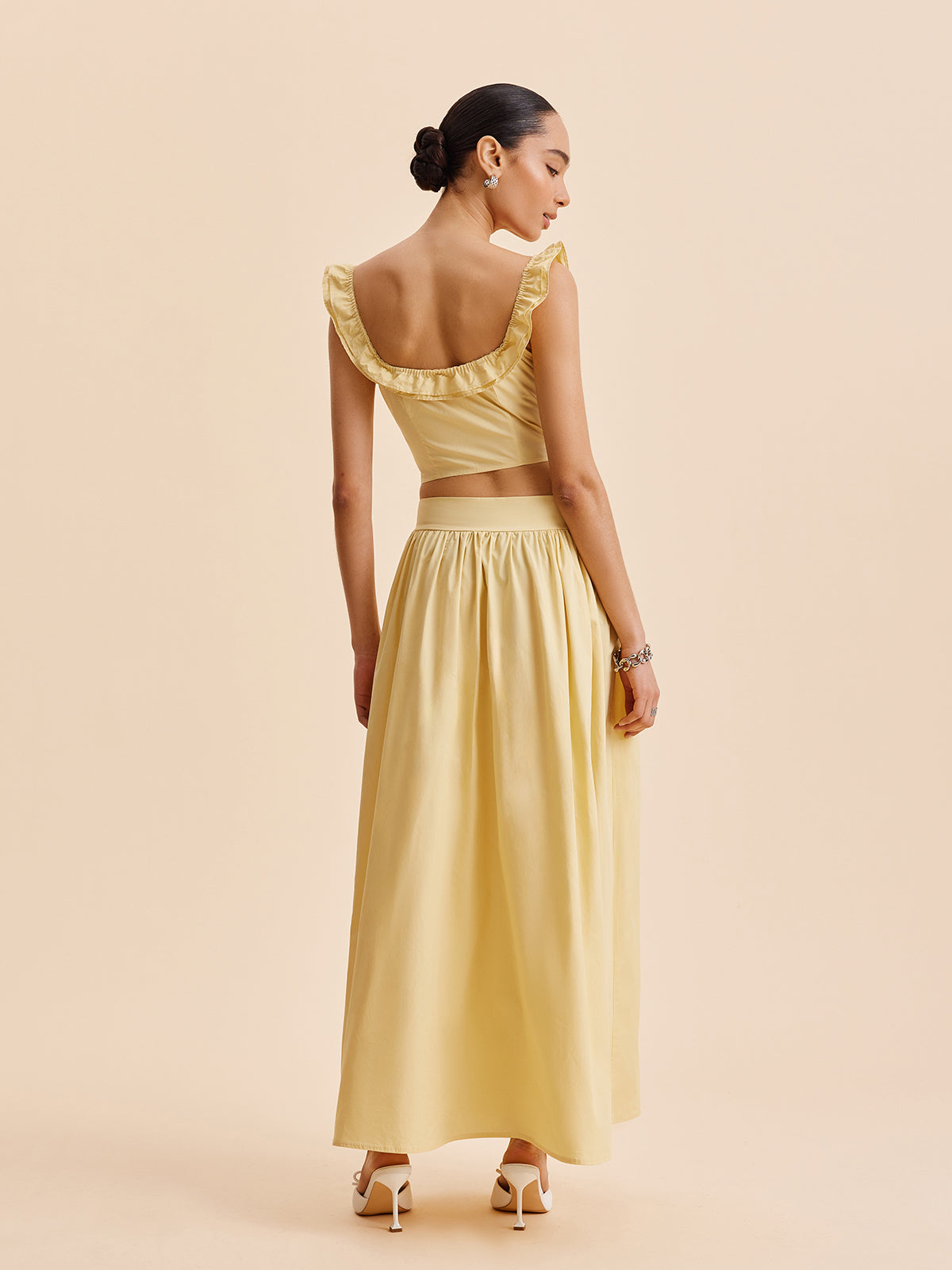 Ensemble jupe et haut court à volants 