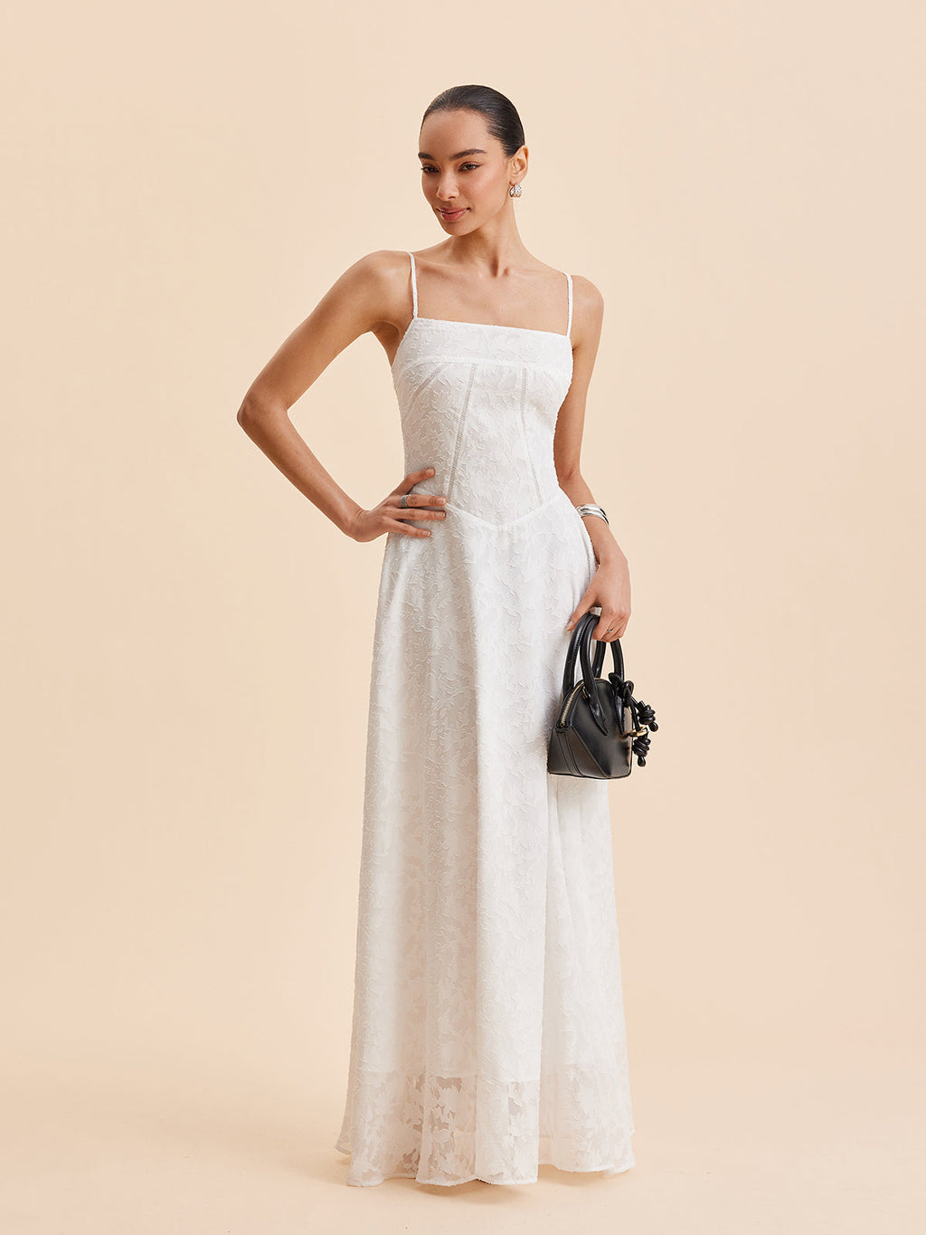 Chiffon-Blumen-Spitzen-Cami-Kleid