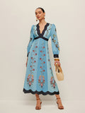 Robe fleurie à manches bouffantes et dos ouvert
