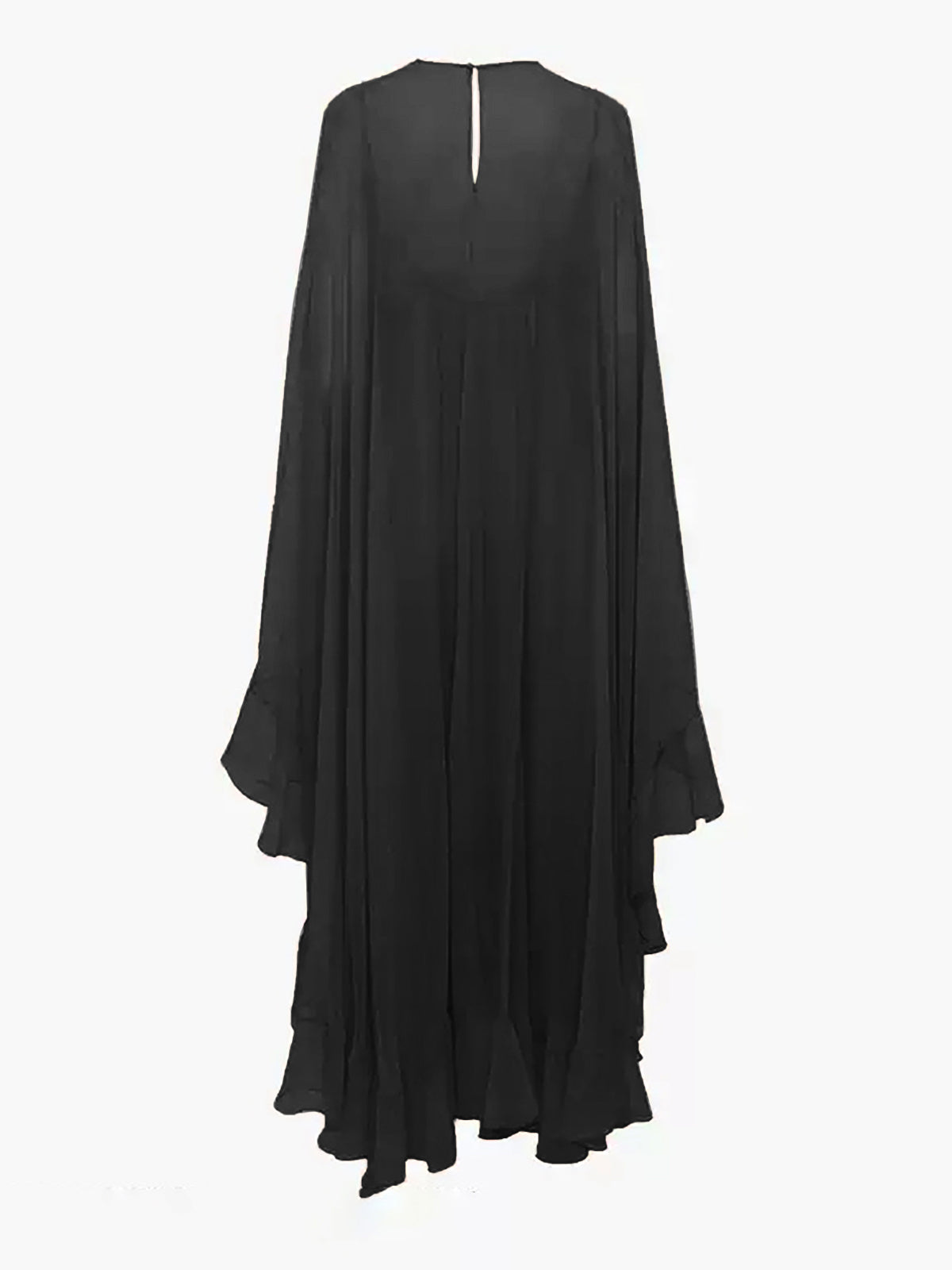Semi-Sheer Chiffon Layered Dress With Cloak