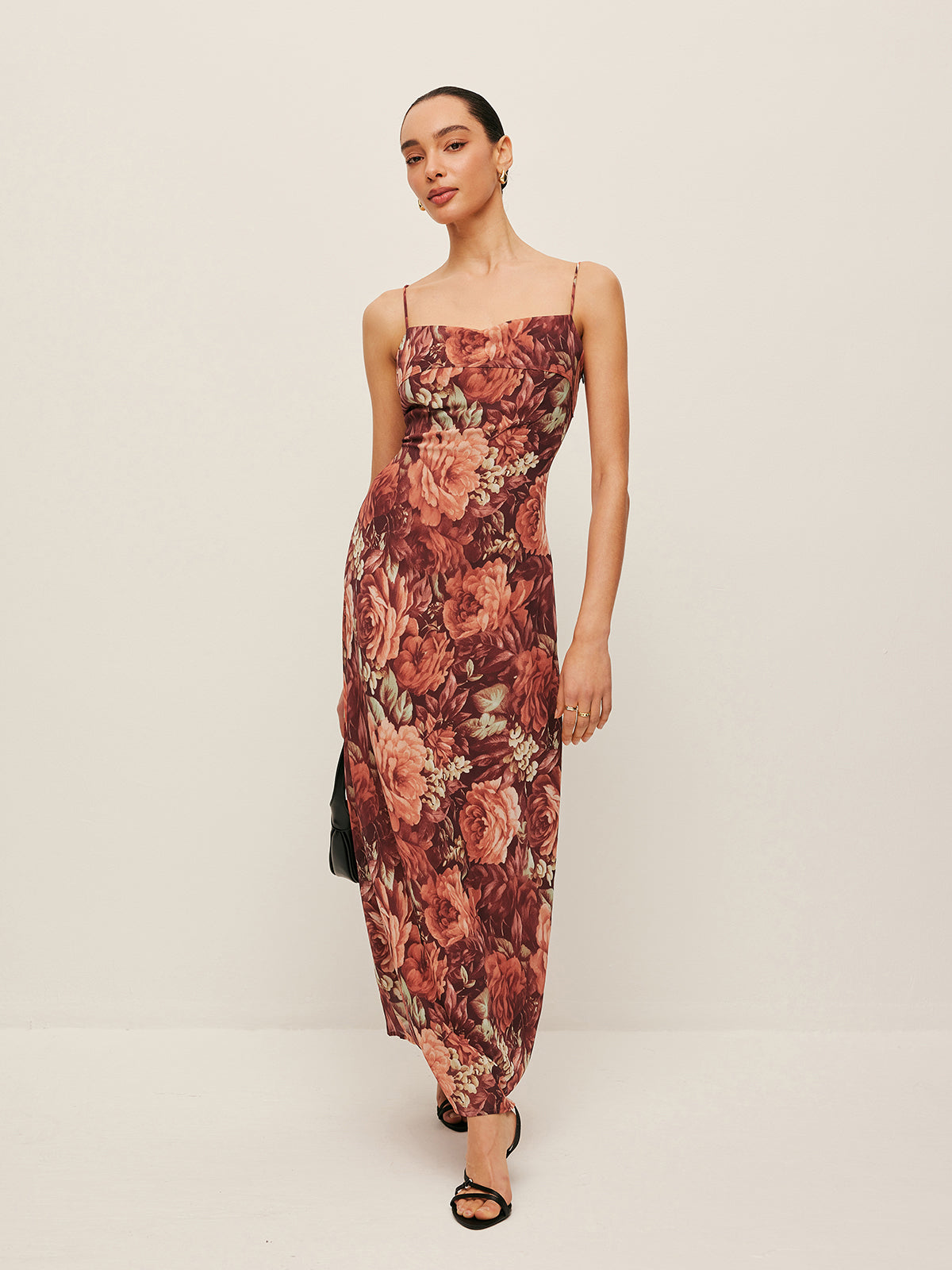 Semi-Sheer Floral Chiffon Cami Dress