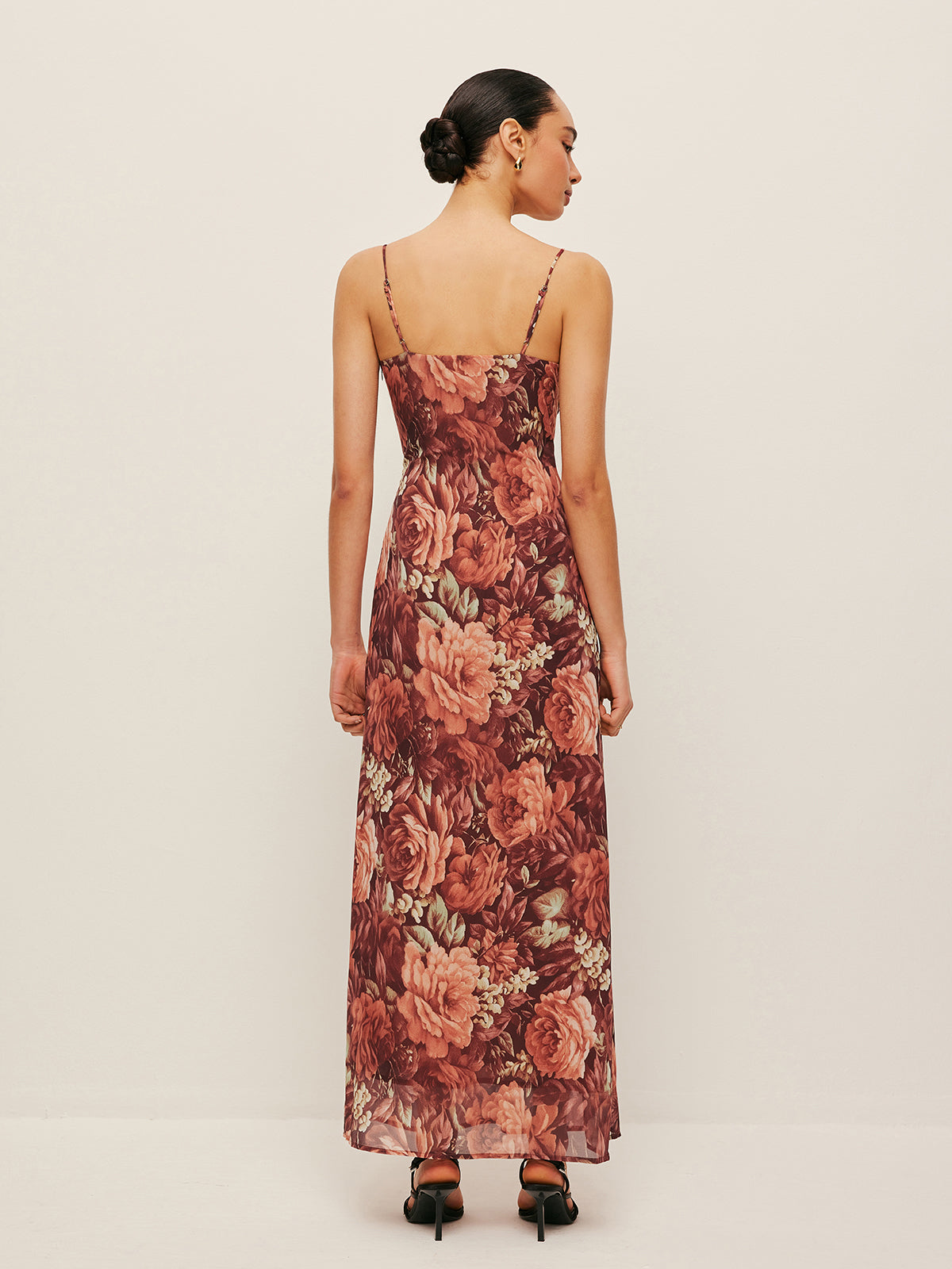 Semi-Sheer Floral Chiffon Cami Dress