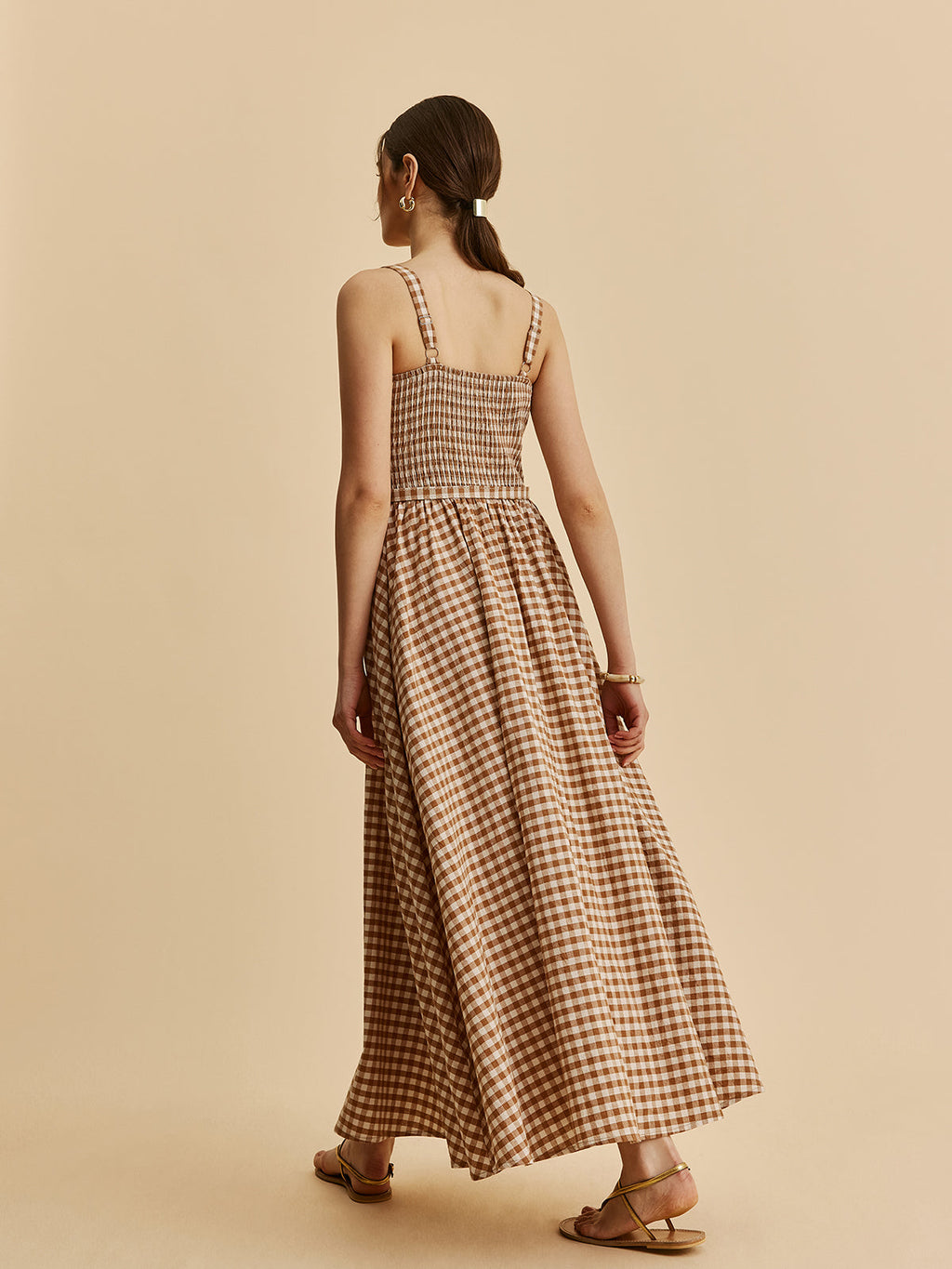 Gingham Bustierkleid mit Gürtel
