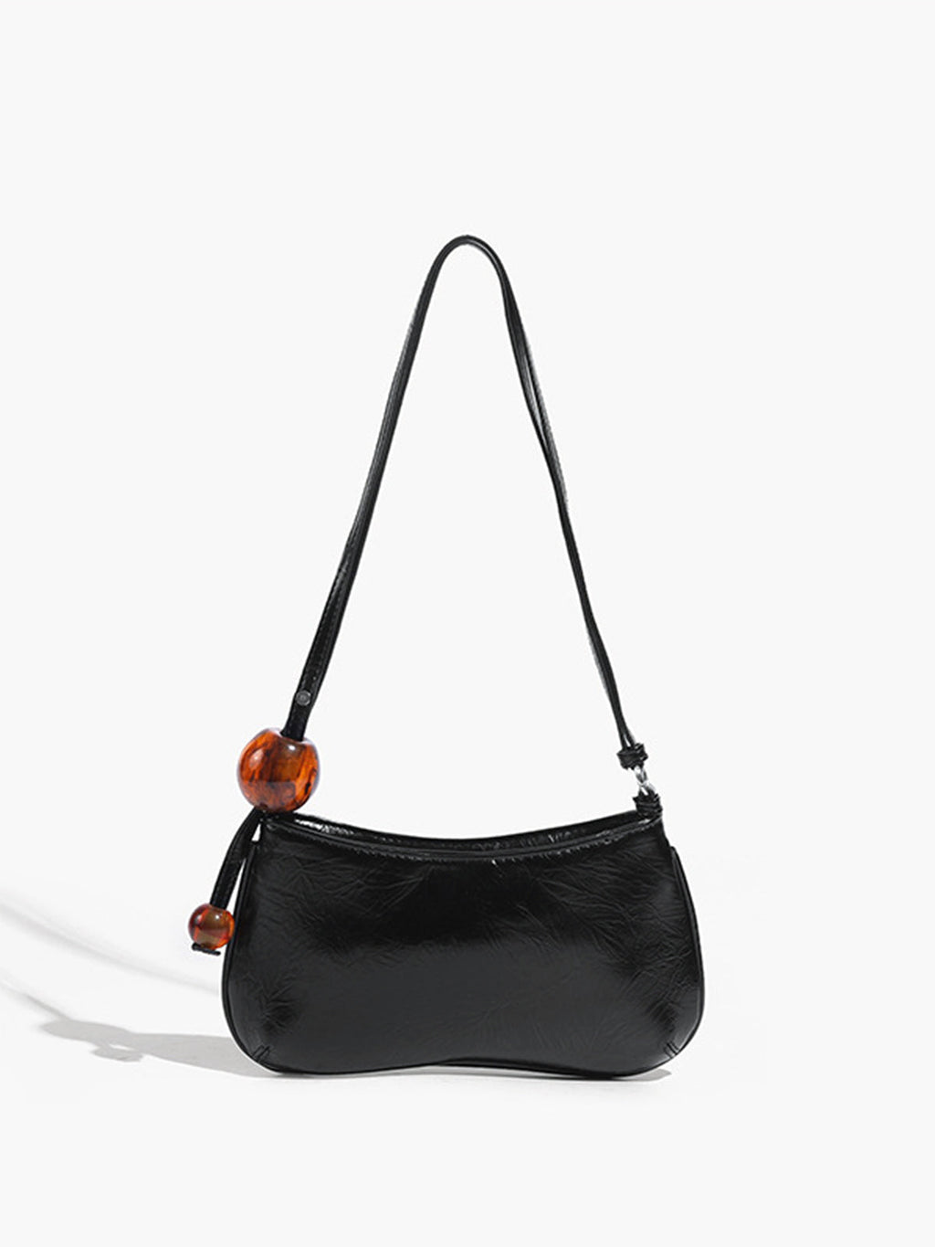 Schultertasche mit Perlenriemen aus Kunstleder