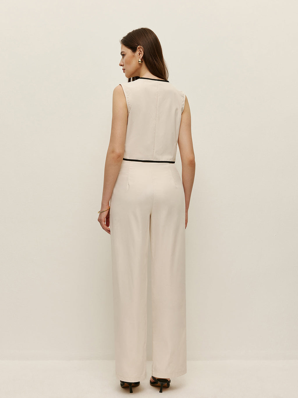 Ensemble gilet et pantalon contrastants