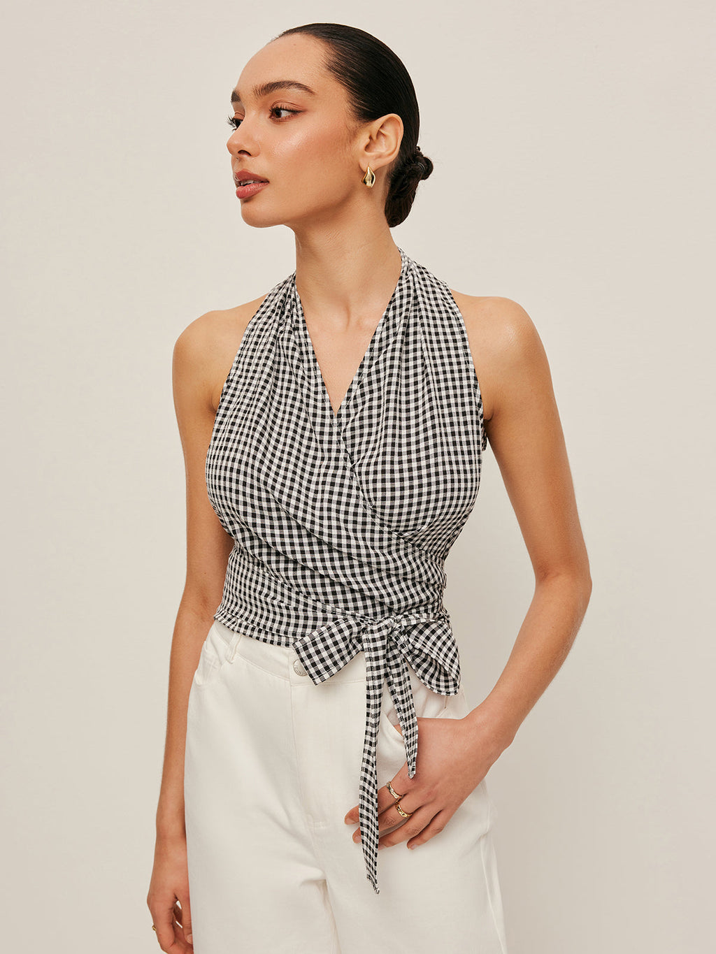 Gingham Halterwickeloberteil