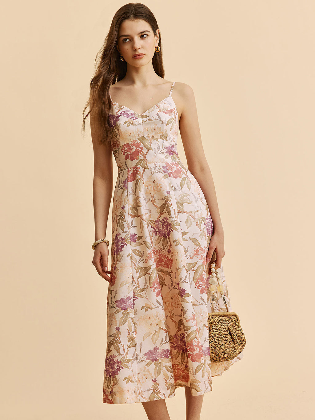 Robe bustier trapèze décolleté en V à imprimé floral romantique
