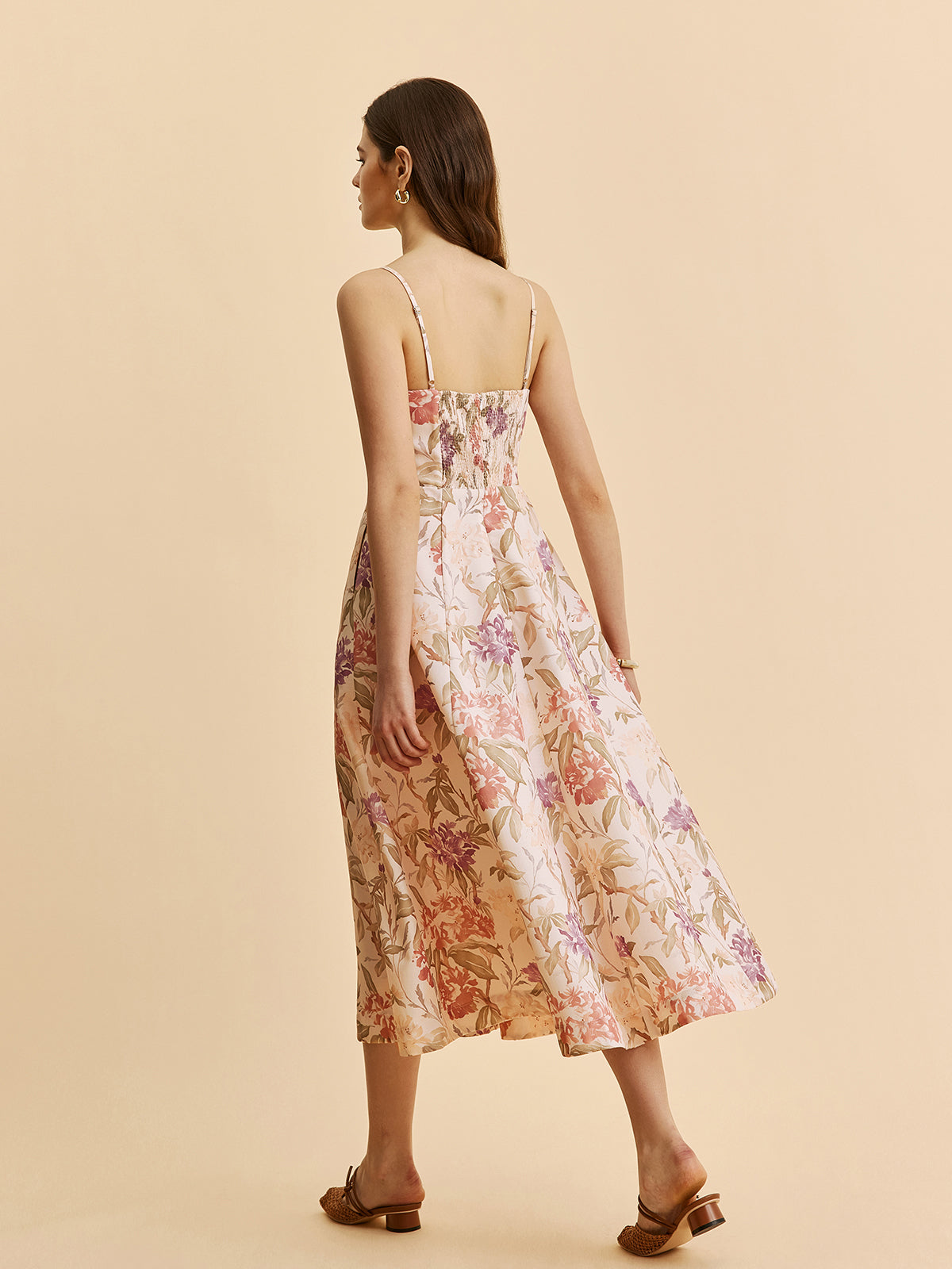 Robe bustier trapèze décolleté en V à imprimé floral romantique