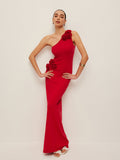 Blumenbesetztes One-Shoulder-Kleid