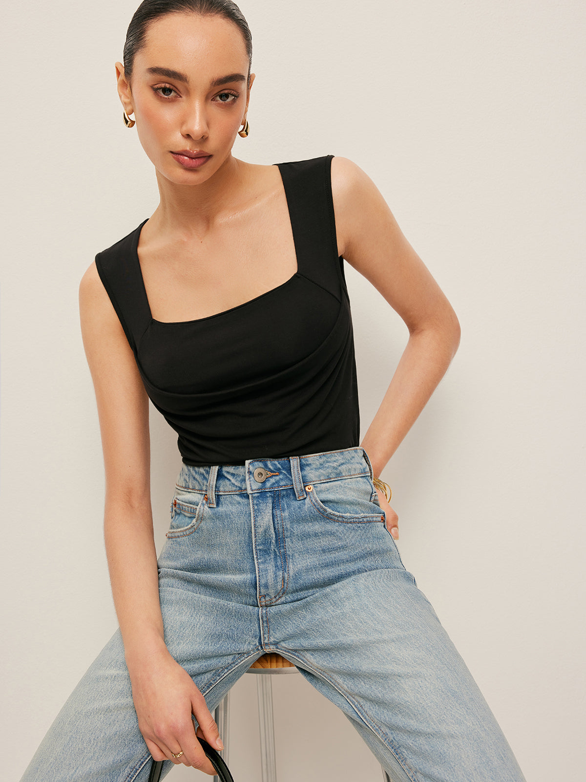 Square Neck Fitted Tank Top