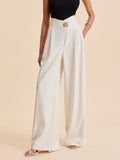 Verzierte High-Waist Hose mit weitem Bein