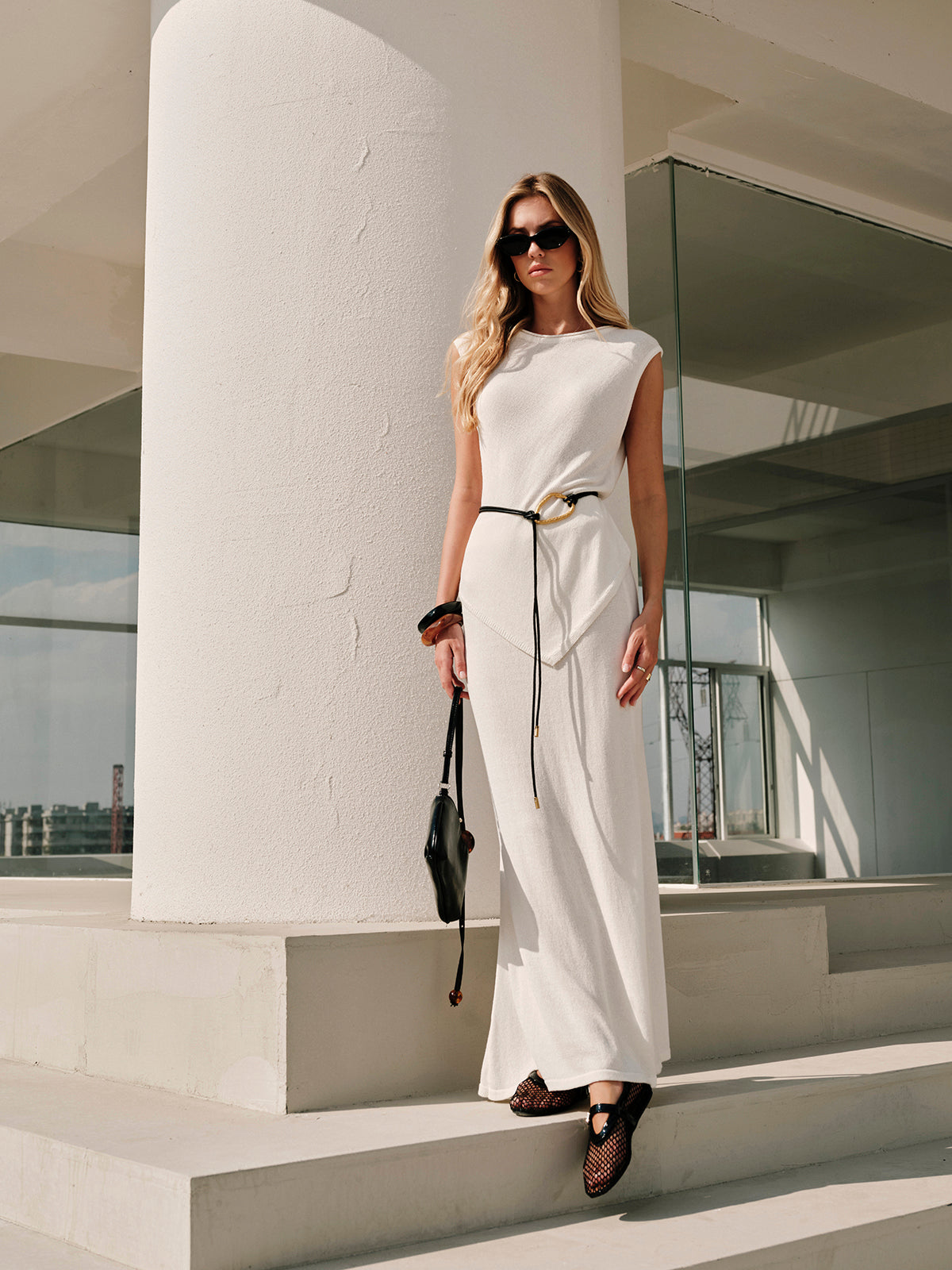 Semi-Sheer Triangle Skirt Set Without Belt