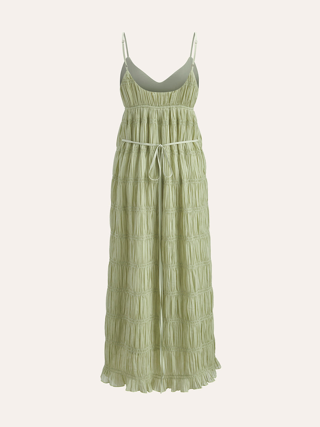 Robe plissée à fines bretelles semi-transparente