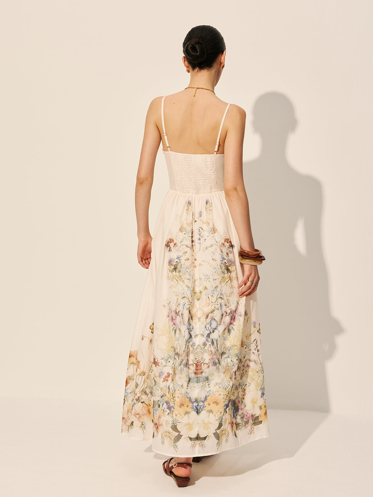 Robe à col carré et imprimé floral 