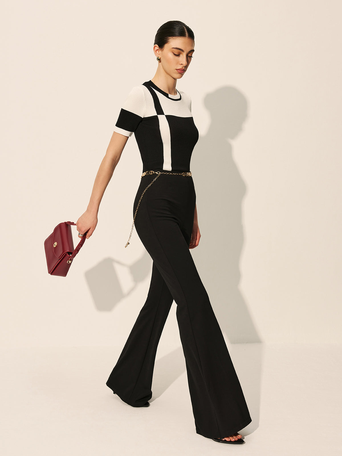 Color Block Ribbed Knit Top