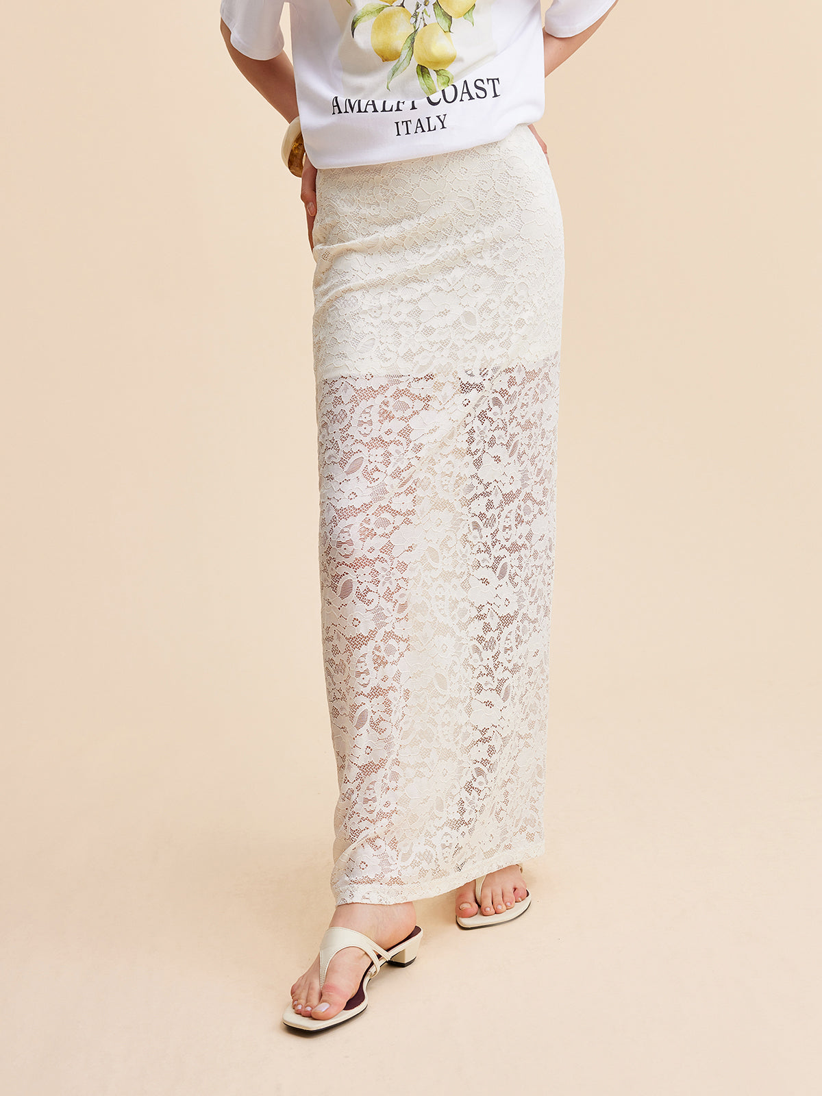 Halbtransparenter Spitzenrock 