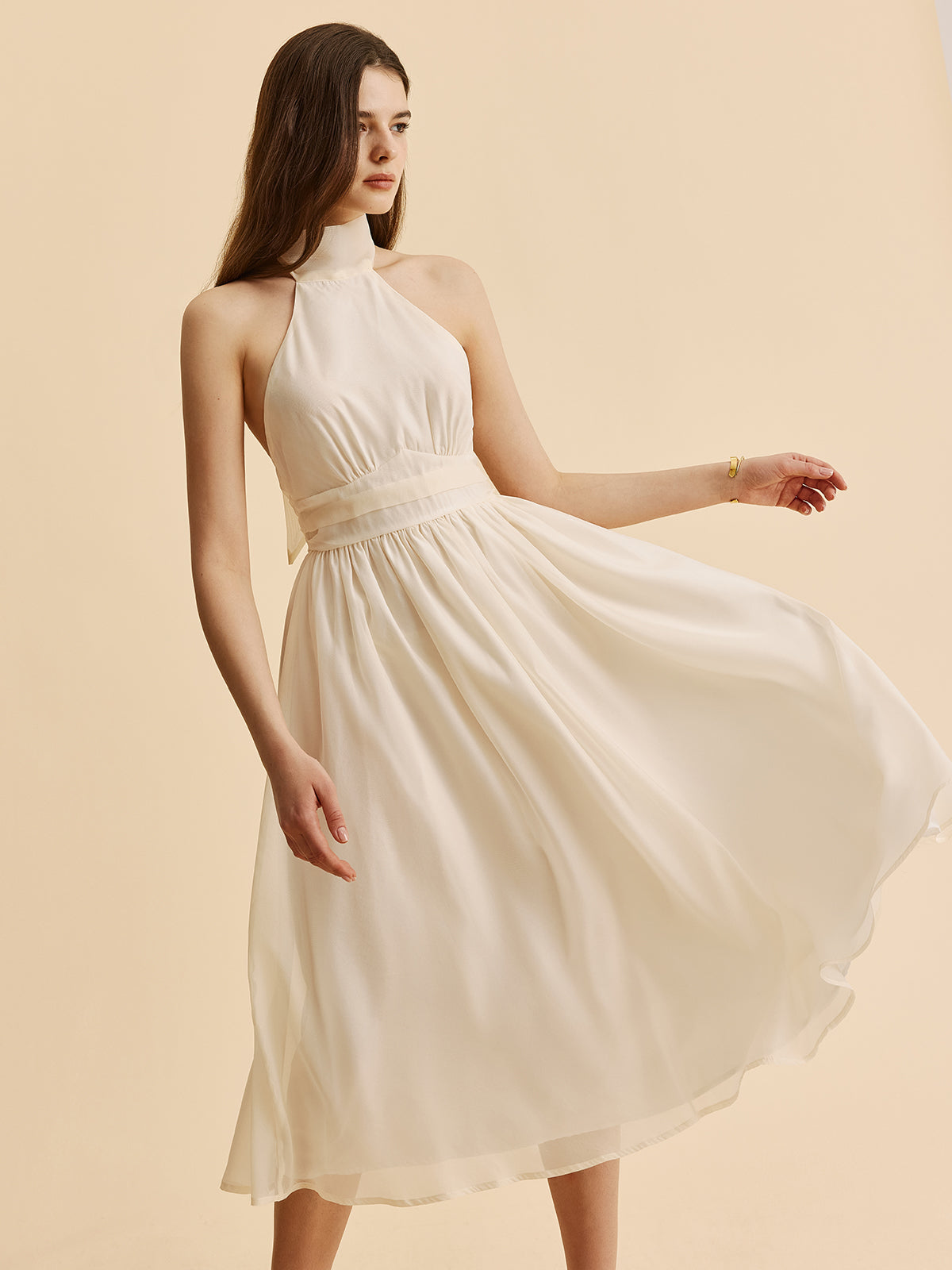 Robe trapèze dos nu à nouer 