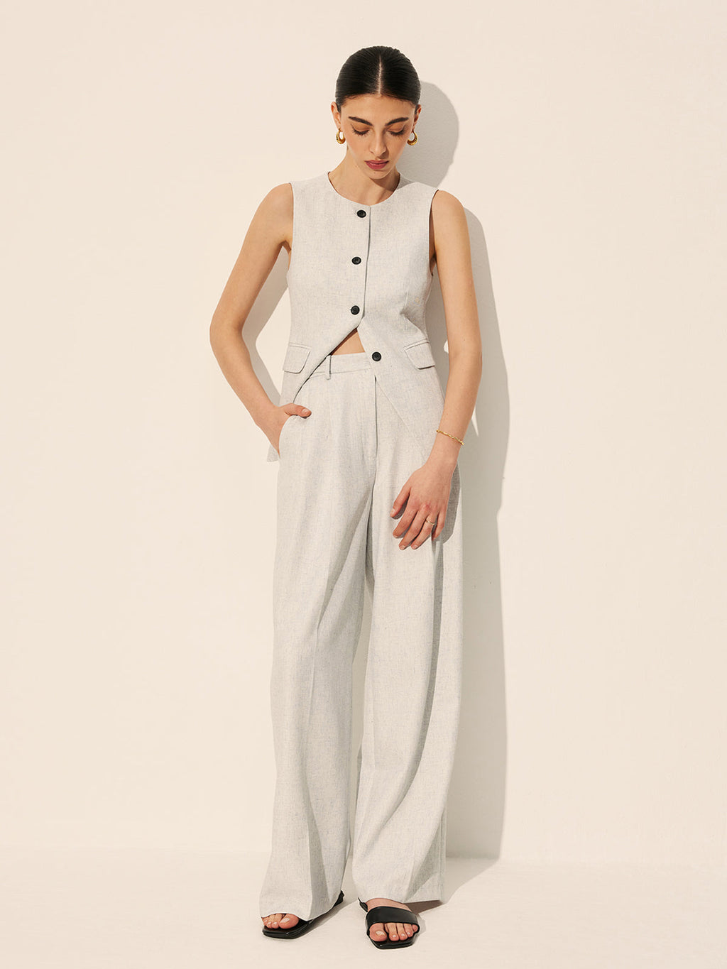 Plissierte Marlenehose mit mittlerer Bundhöhe