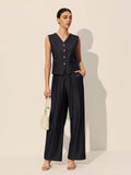 Mid-Waist Taschen Wide-Leg Jeanshose