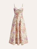 Robe bustier trapèze décolleté en V à imprimé floral romantique