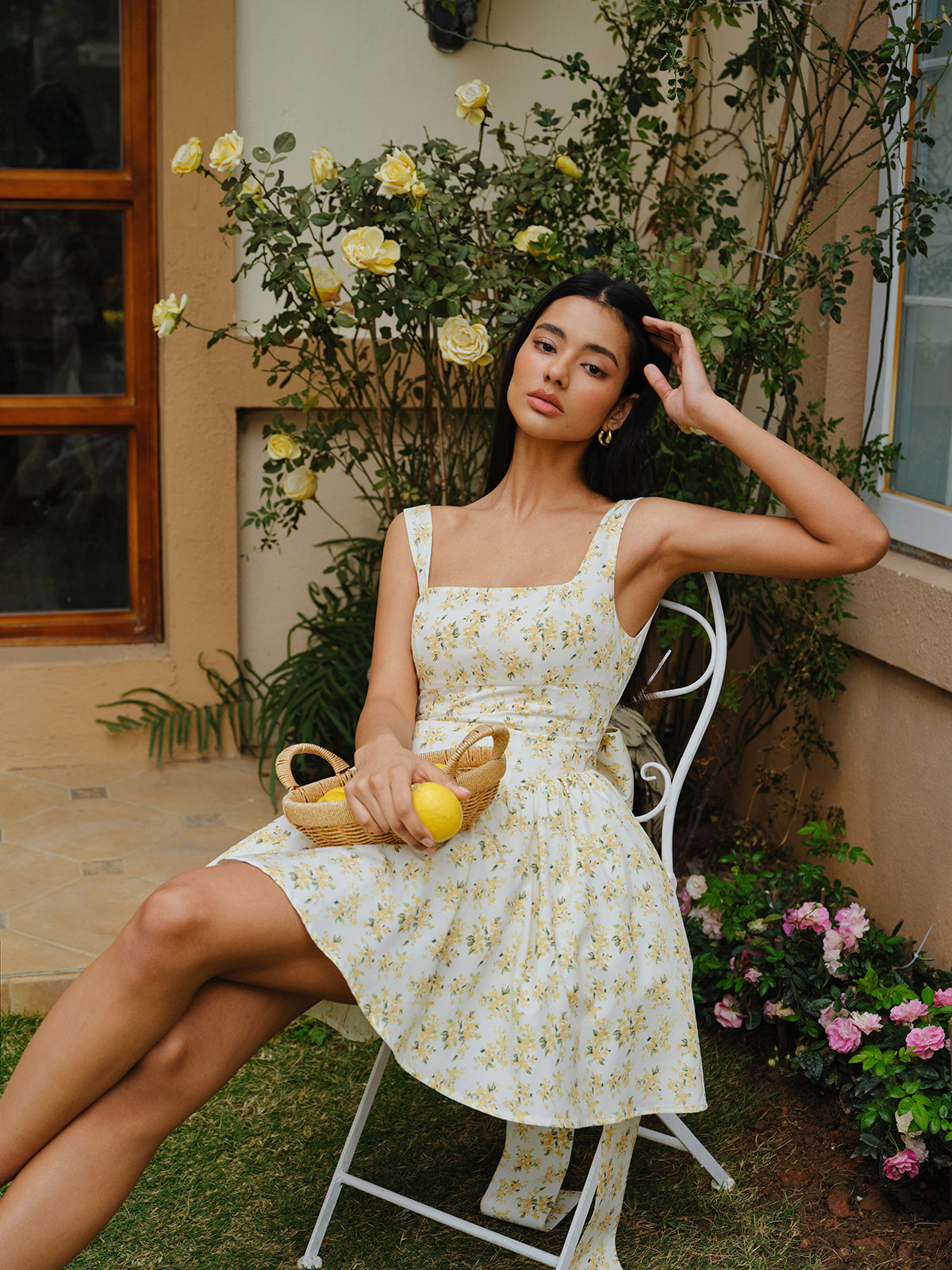 Robe à imprimé floral et nœud dans le dos 