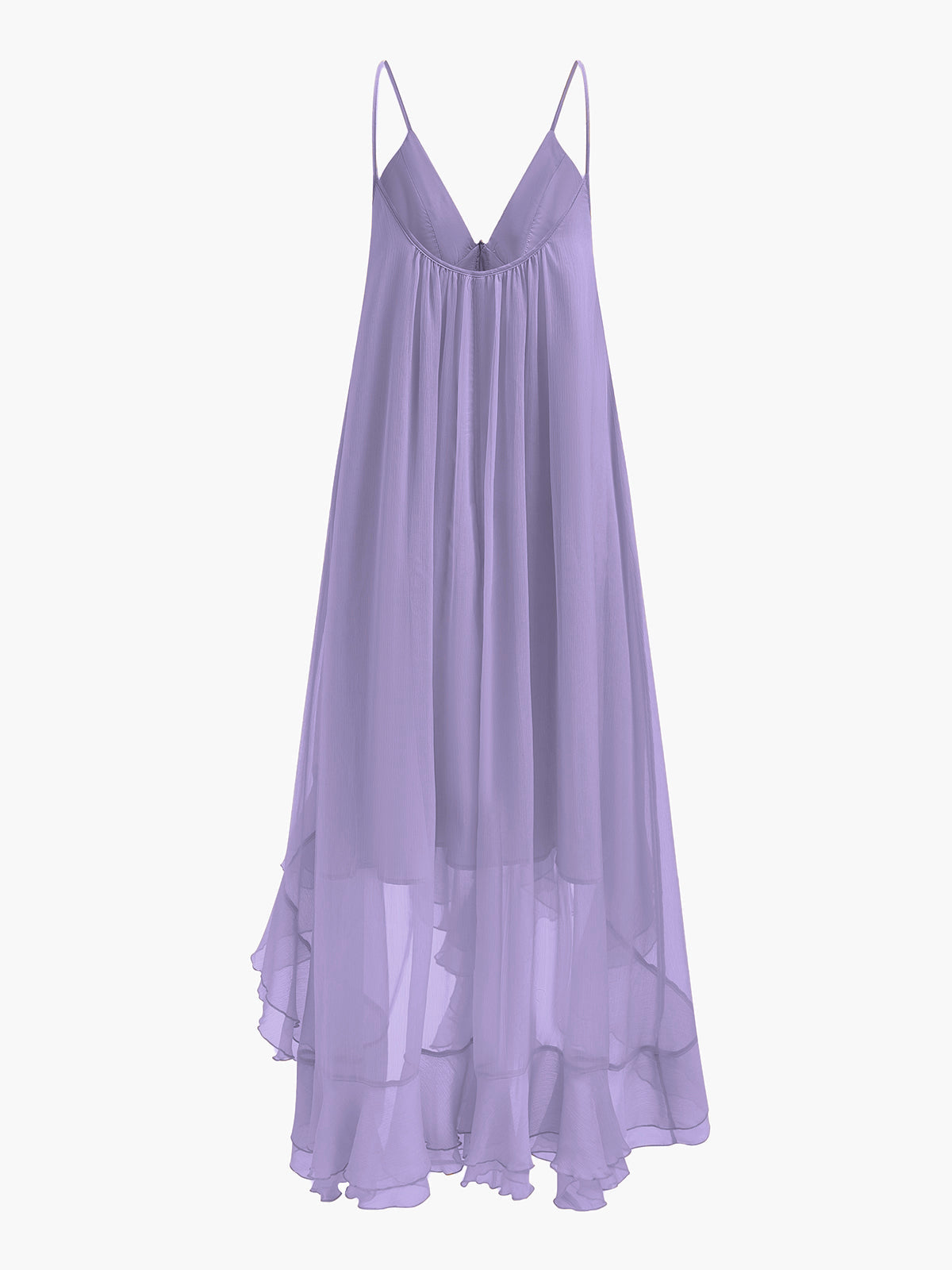 Semi-Sheer Chiffon Layered Dress With Cloak