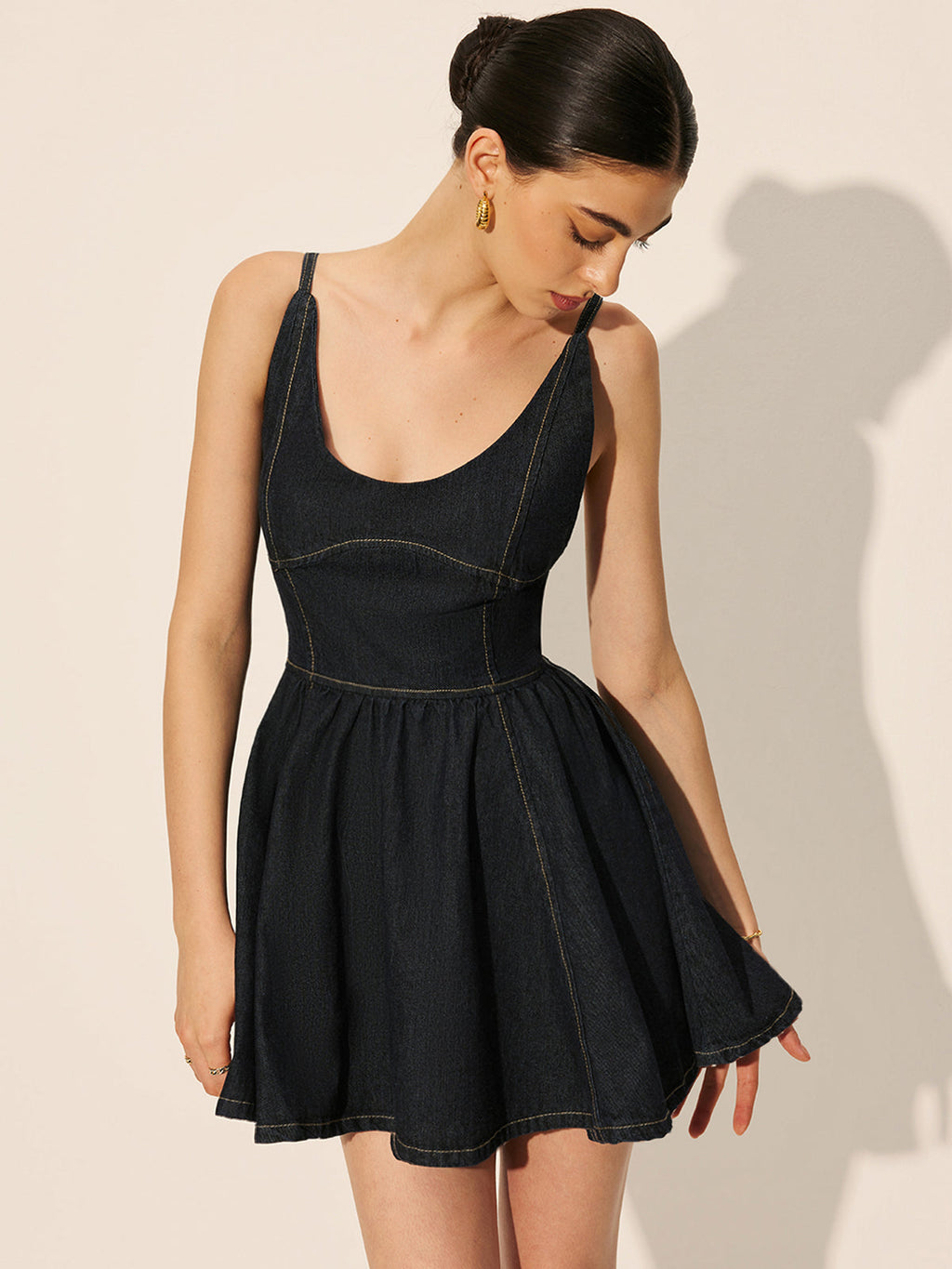Robe évasée en jean sans dos