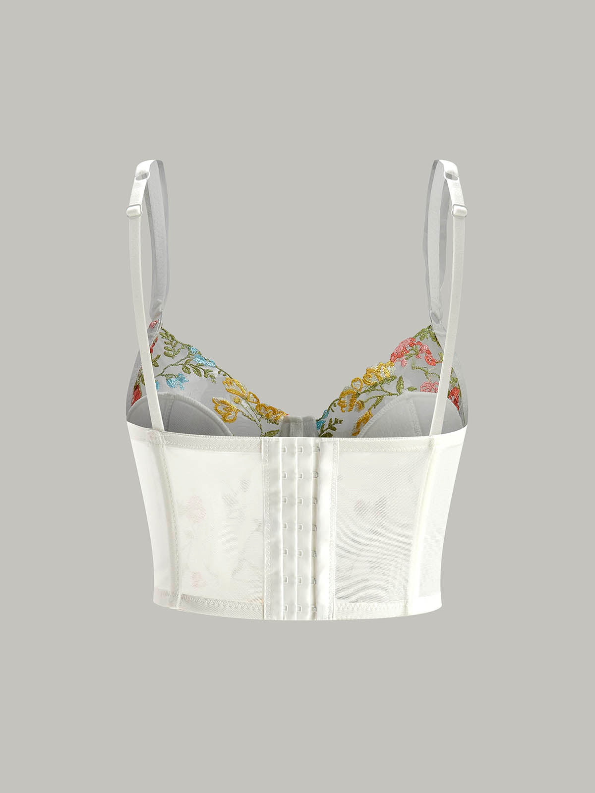 Corset en résille semi-transparente brodée