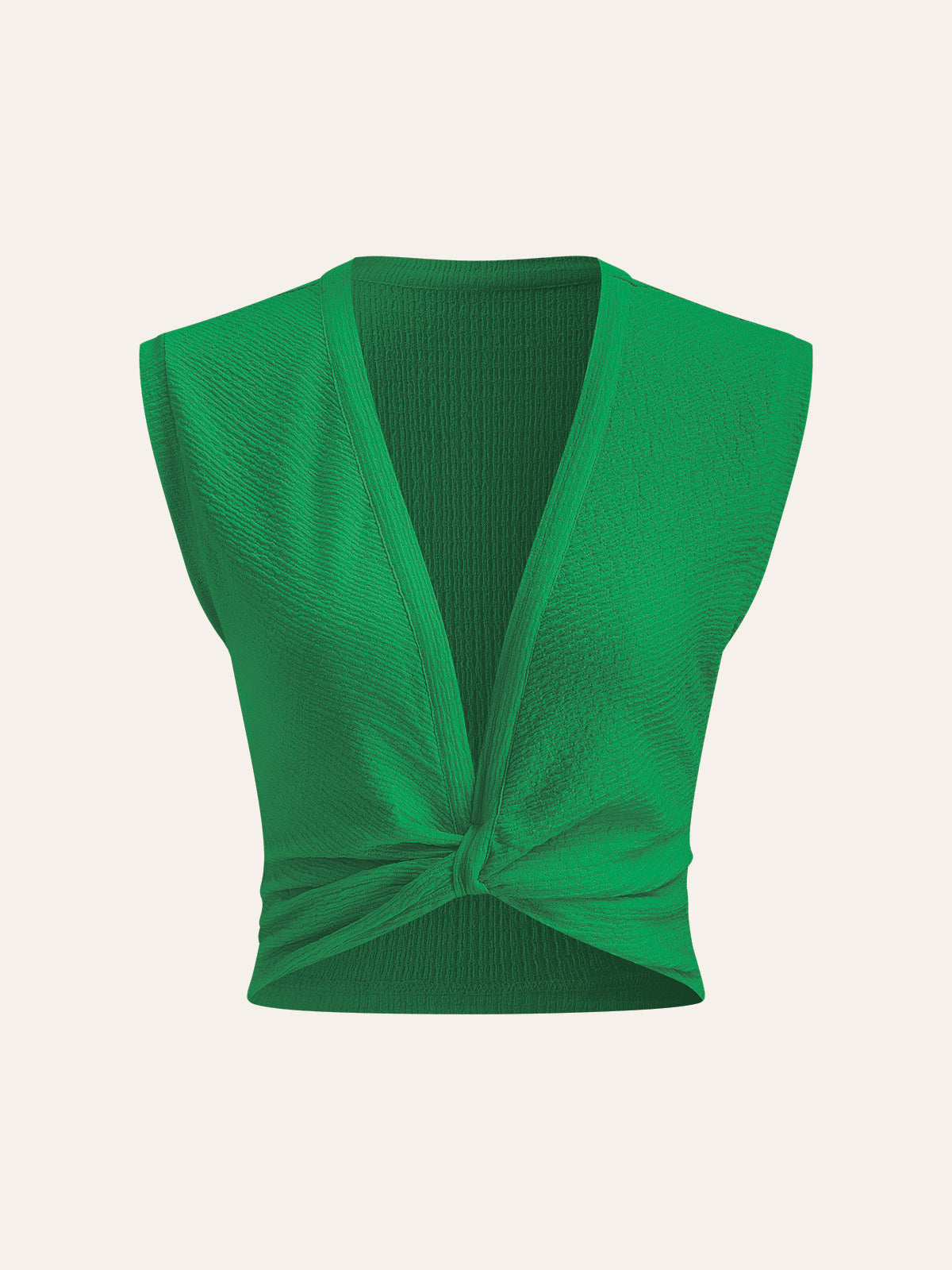 Haut sans manches à col en V et nœud sur le devant 