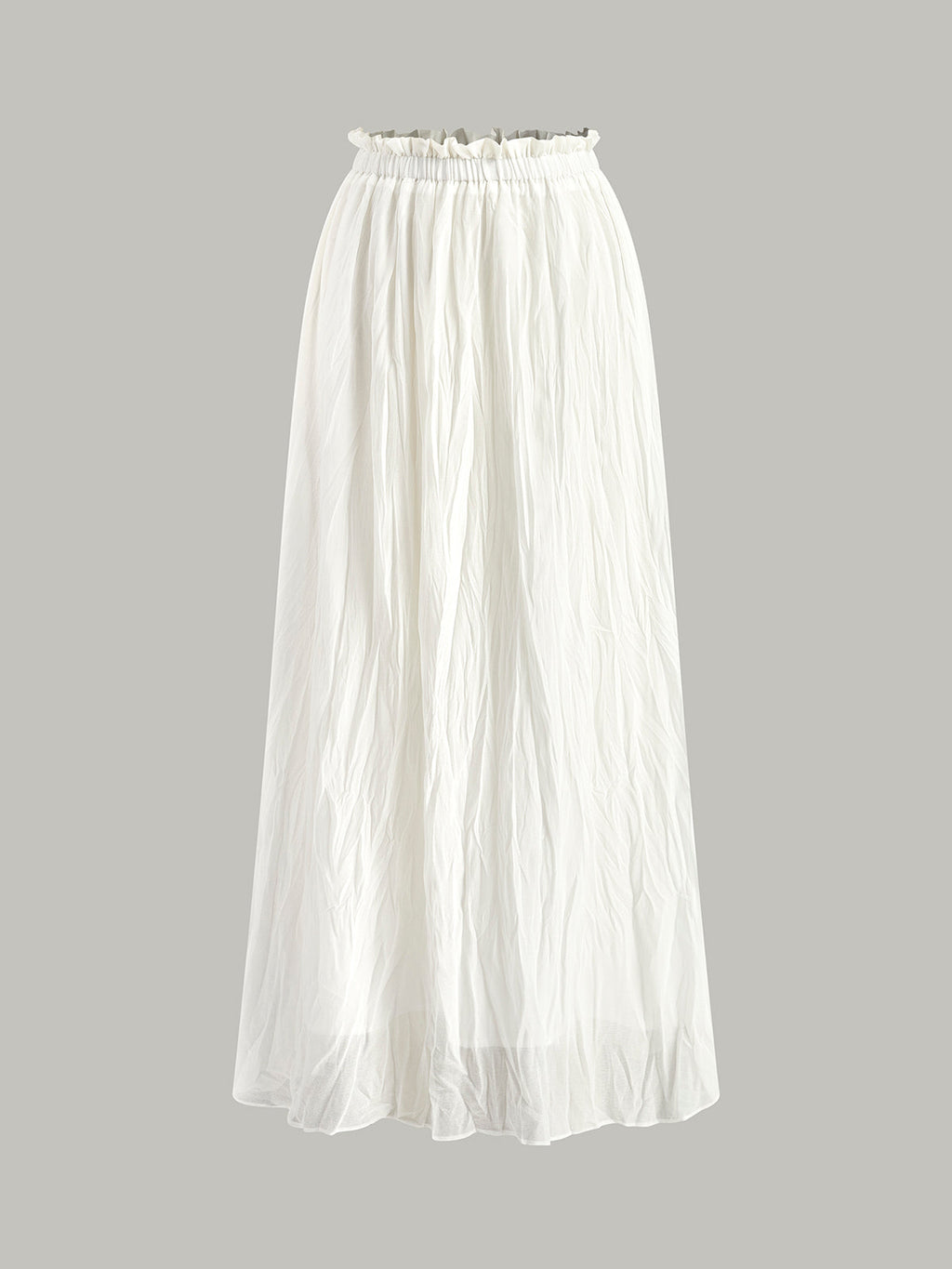 Elastic Waist Pleated Maxi Skirt