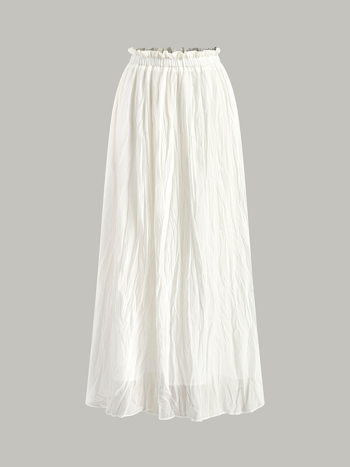 Elastic Waist Pleated Maxi Skirt