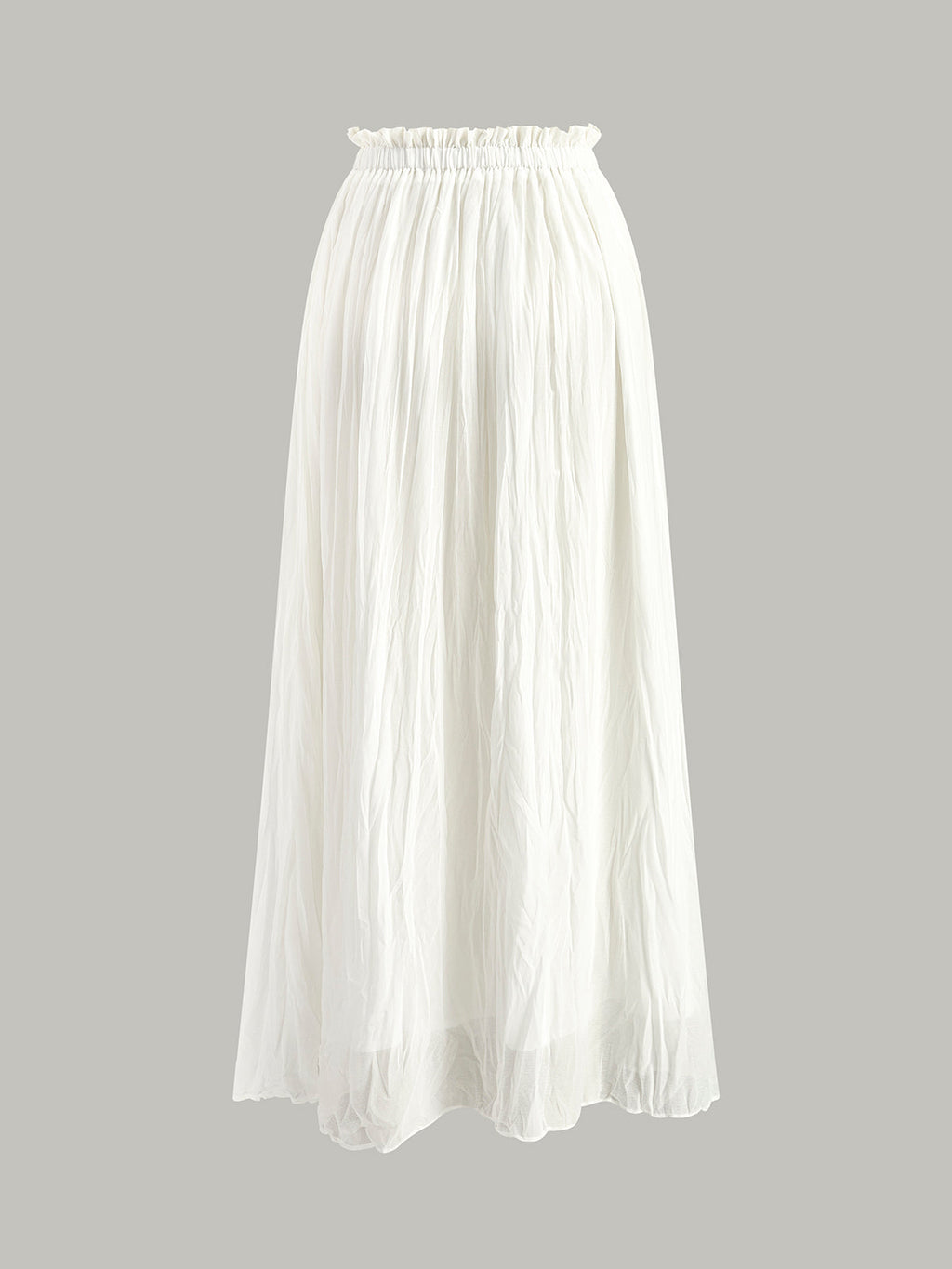 Elastic Waist Pleated Maxi Skirt