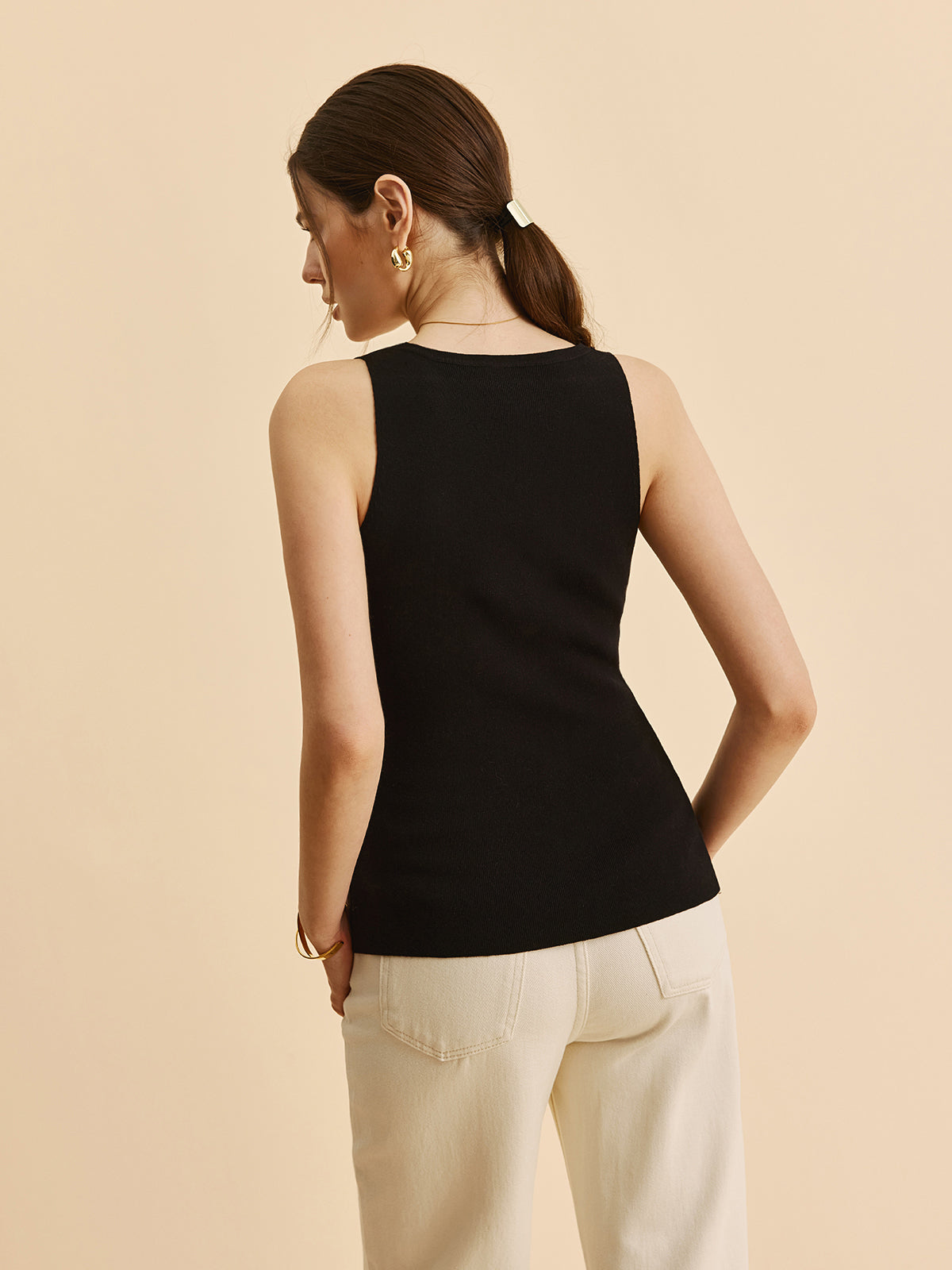 Gilet pull fendu à bords volantés Laitue