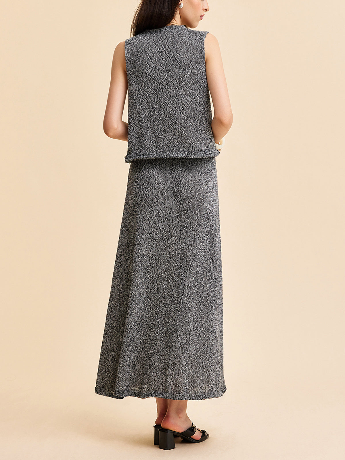 Mid Waist Knit Sweater Skirt