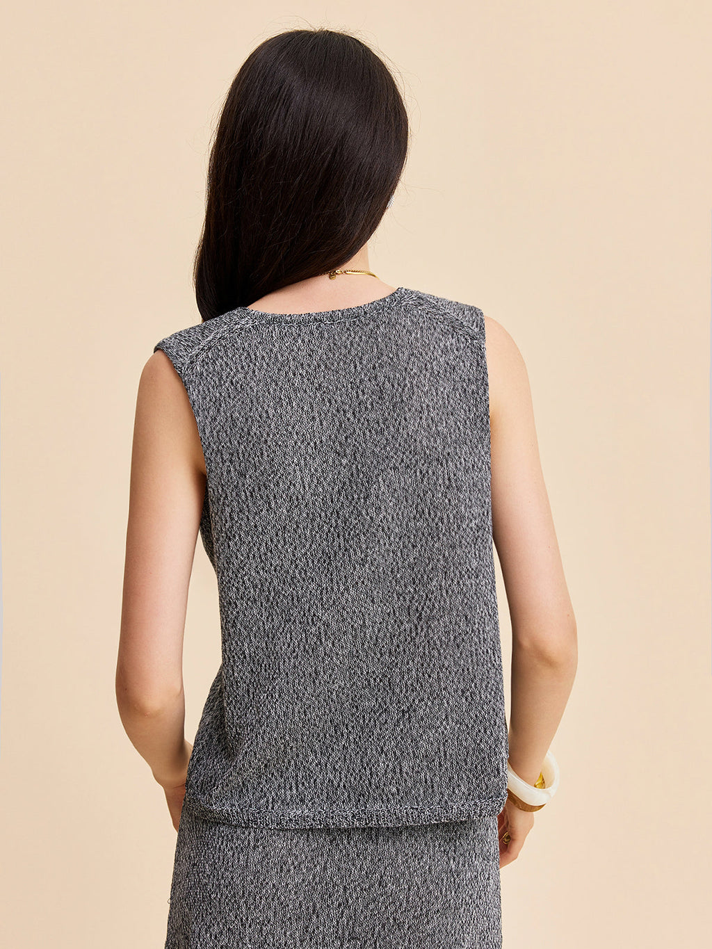 Gilet long en maille à nouer