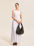 Robe plissée sans manches en coton et lin