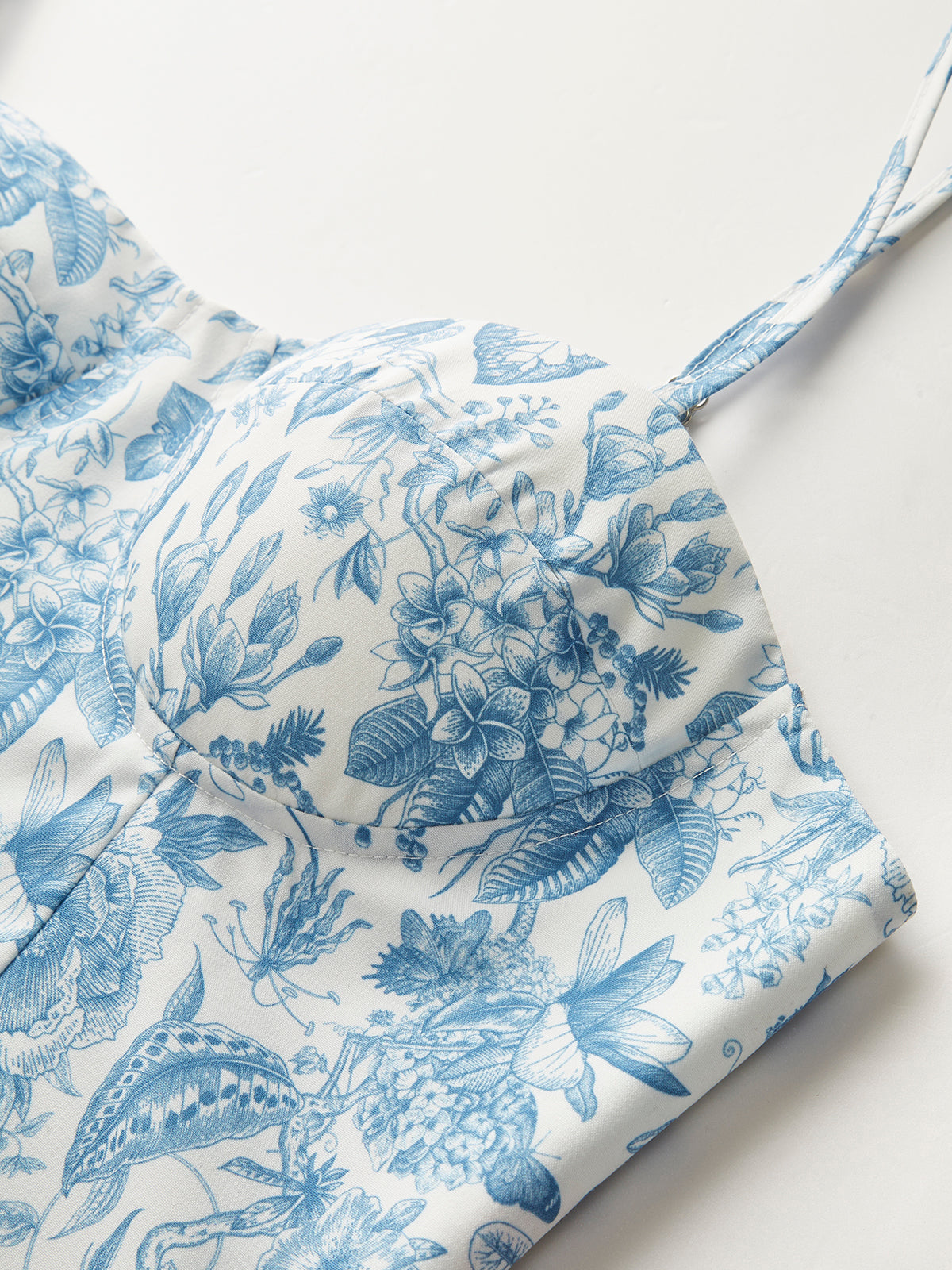 Korsett-Crop-Top mit Blumenmuster