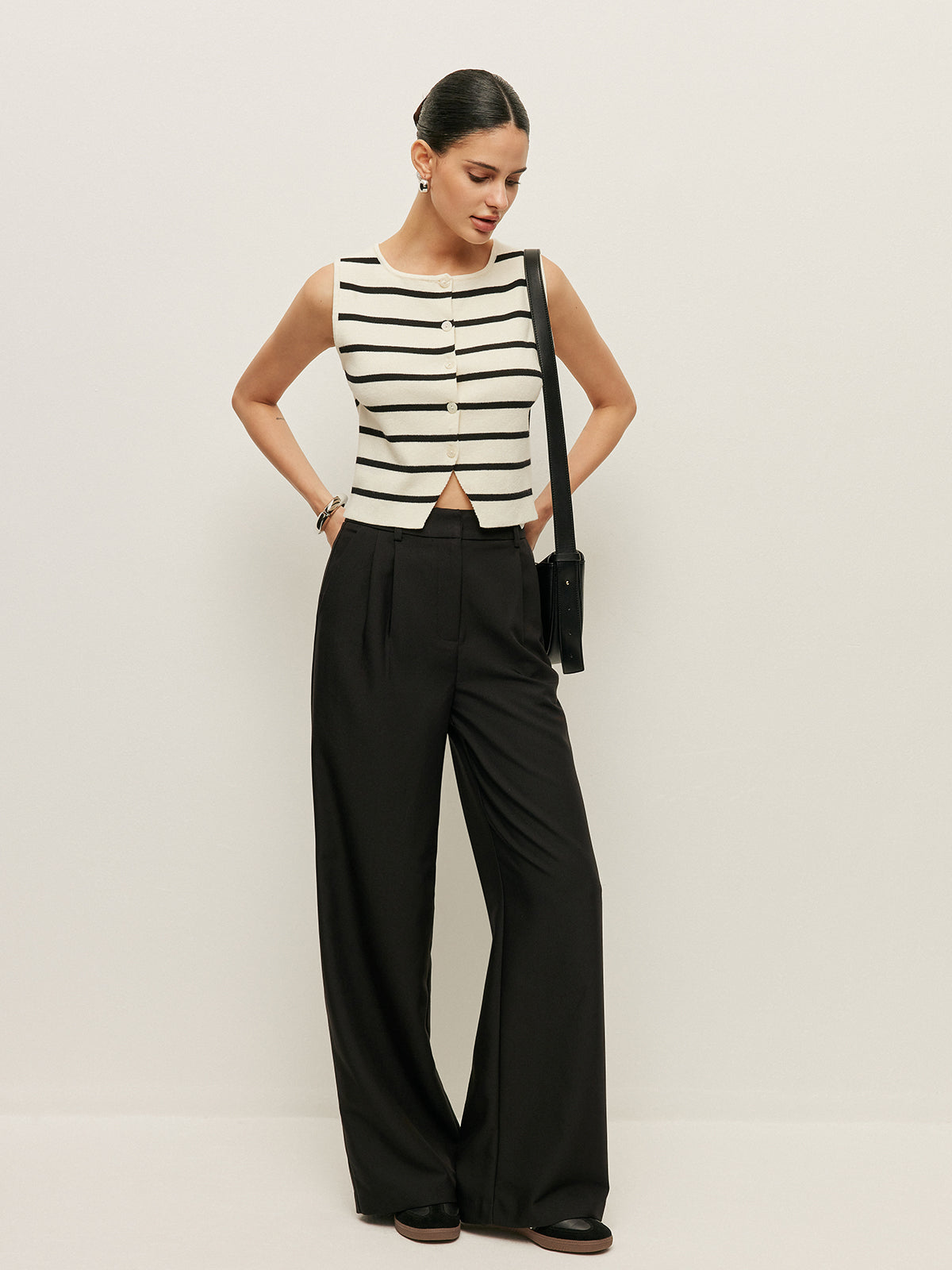 Striped Buttoned Knit Vest