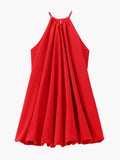 Robe plissée à col montant