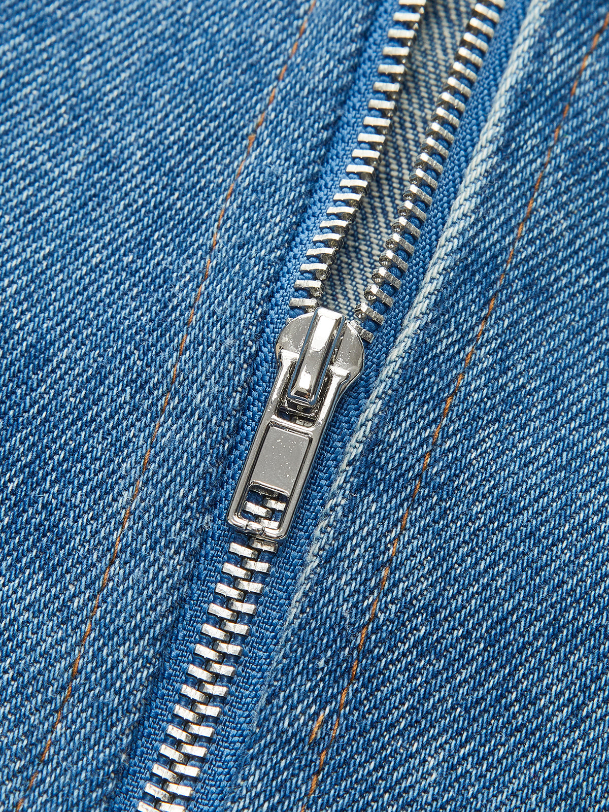Korsettoberteil mit Denim-Einsatz und Kontrastträgern