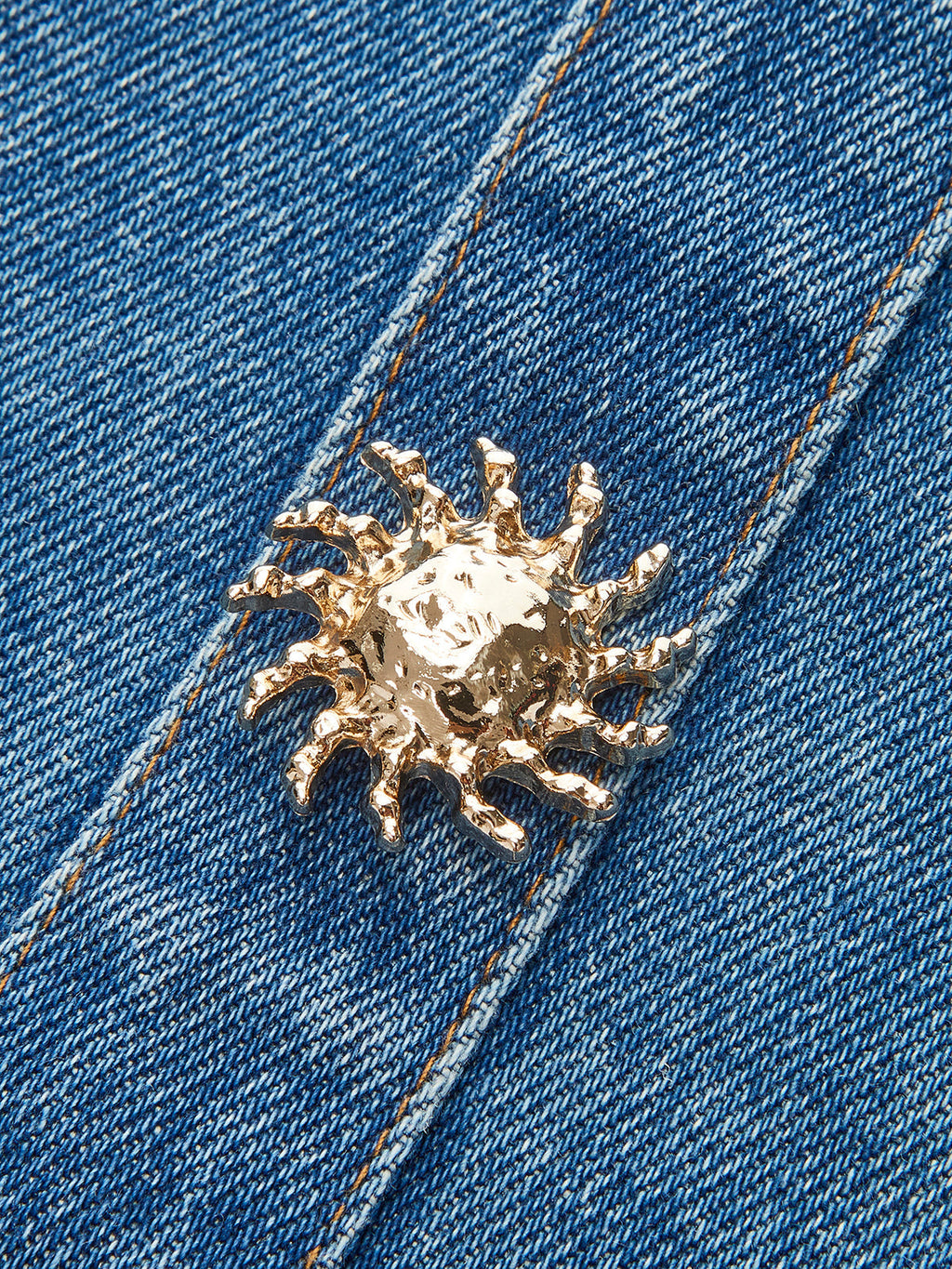 Korsettoberteil mit Denim-Einsatz und Kontrastträgern