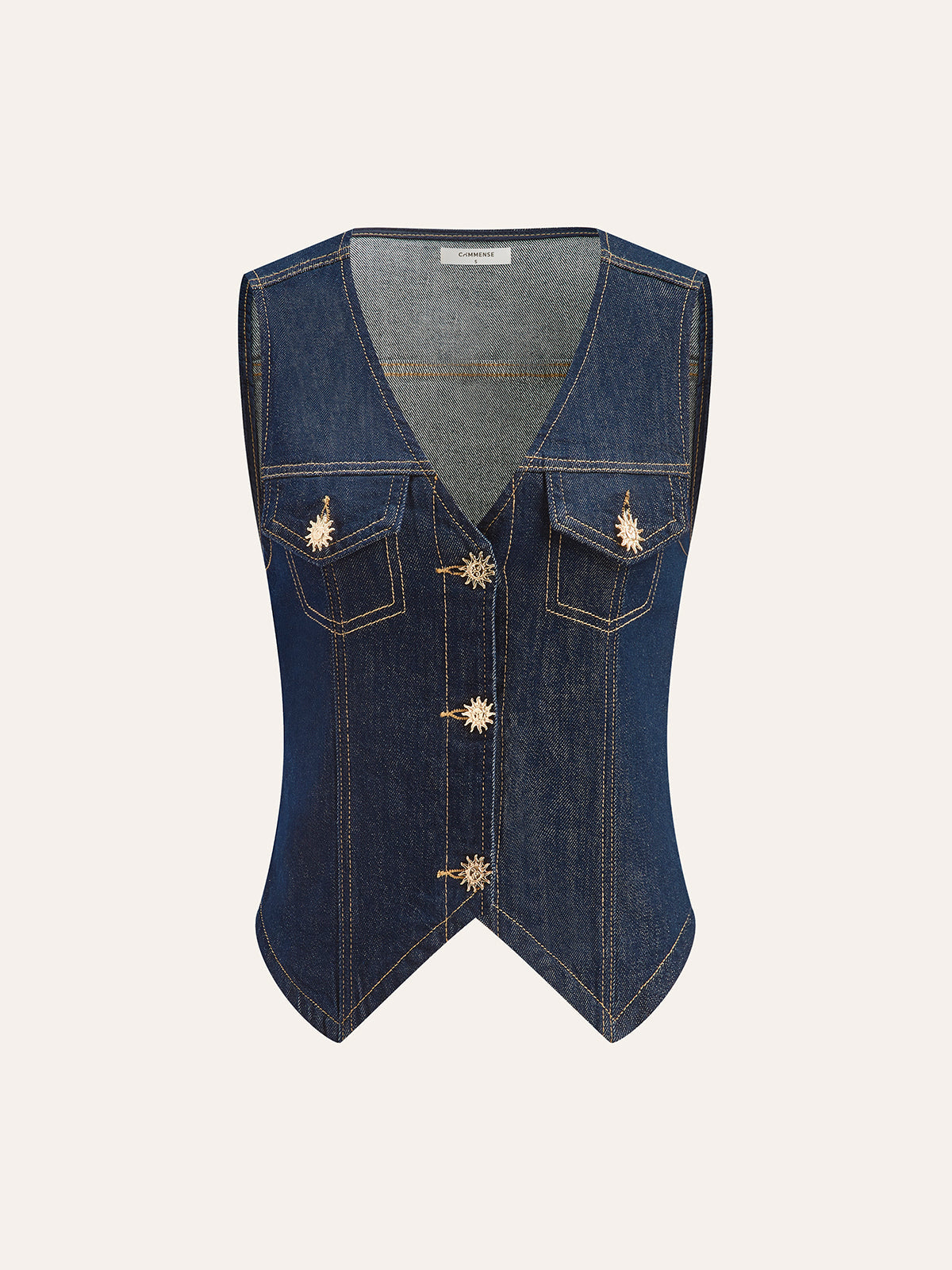 Metal Detail Denim Vest