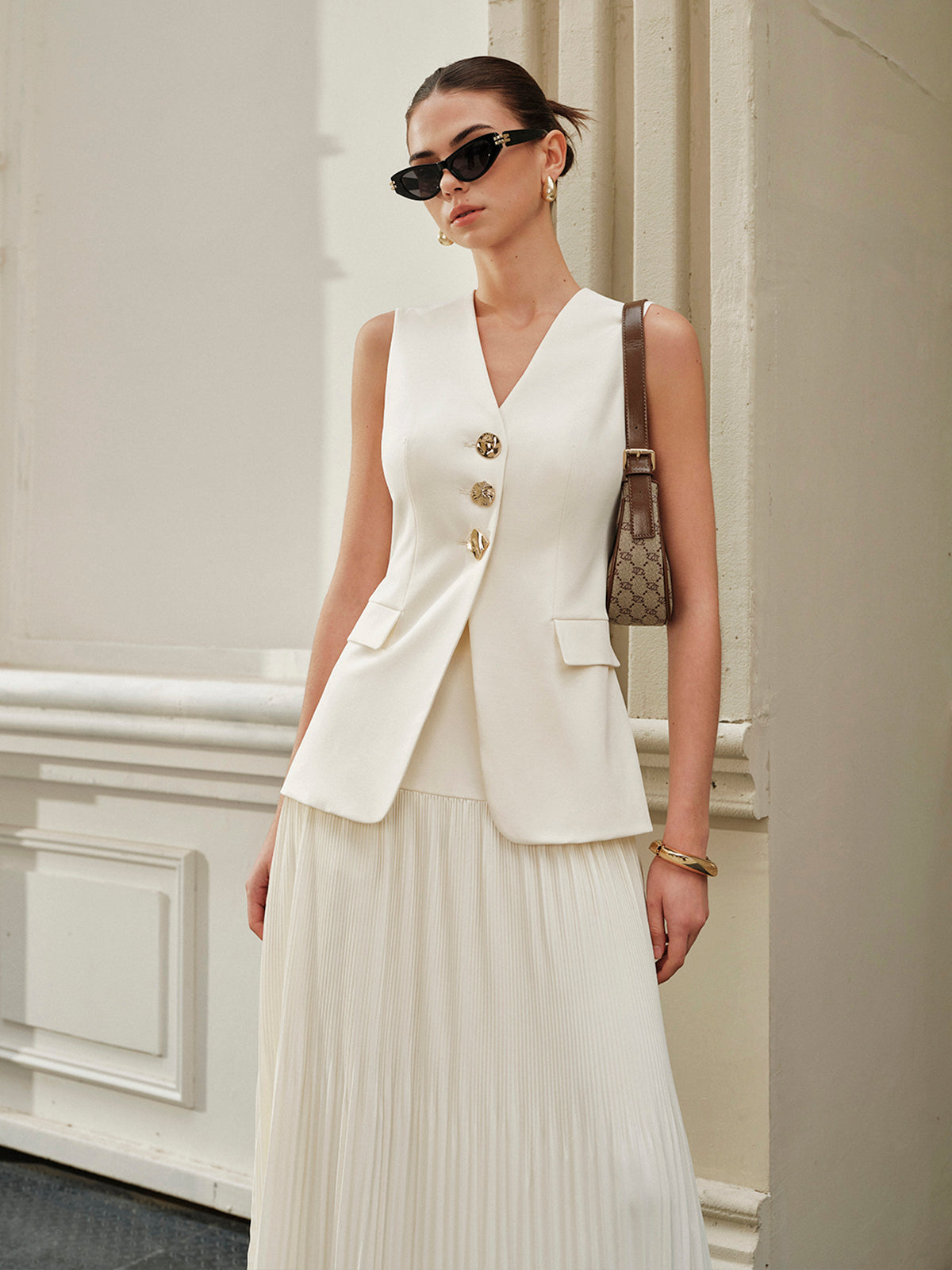 Faltenrock mit mittelhoher Taille 