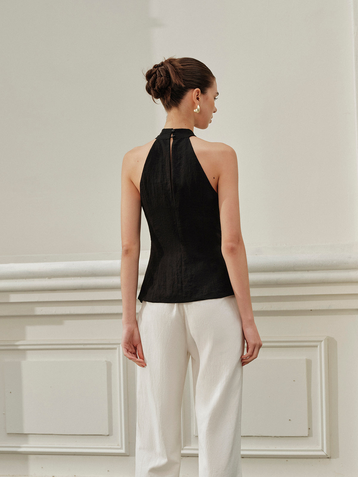 Halter Asymmetrical-Neck Split Top