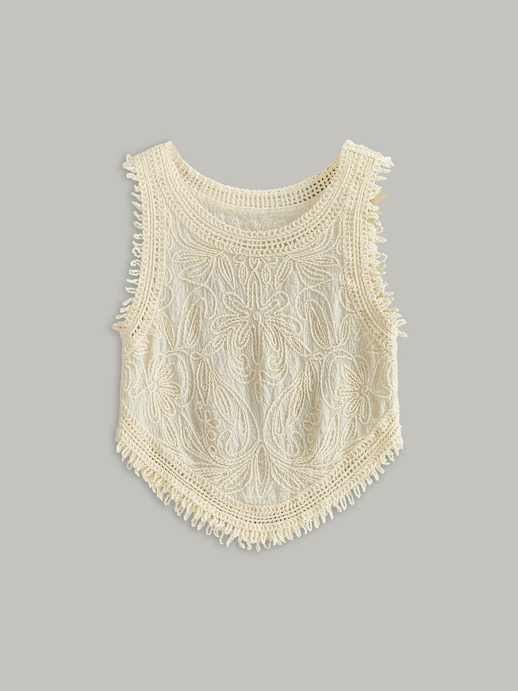Semi-transparente Häkelspitze mit Blumen-Detail-Tanktop