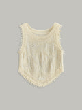 Semi-transparente Häkelspitze mit Blumen-Detail-Tanktop