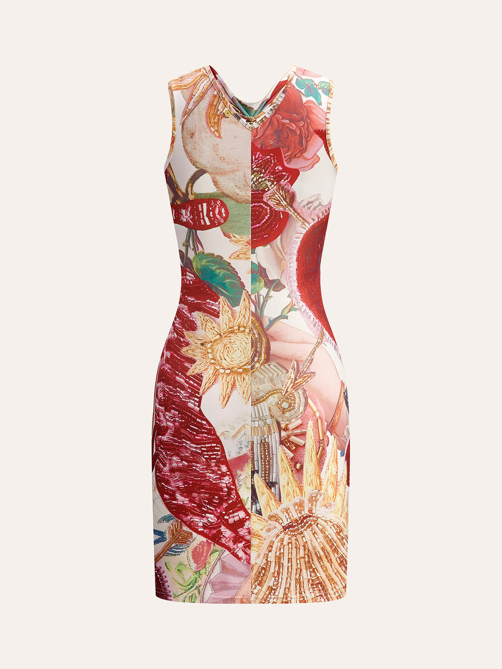 Bedrucktes Kleid mit Knotendetail und Kette