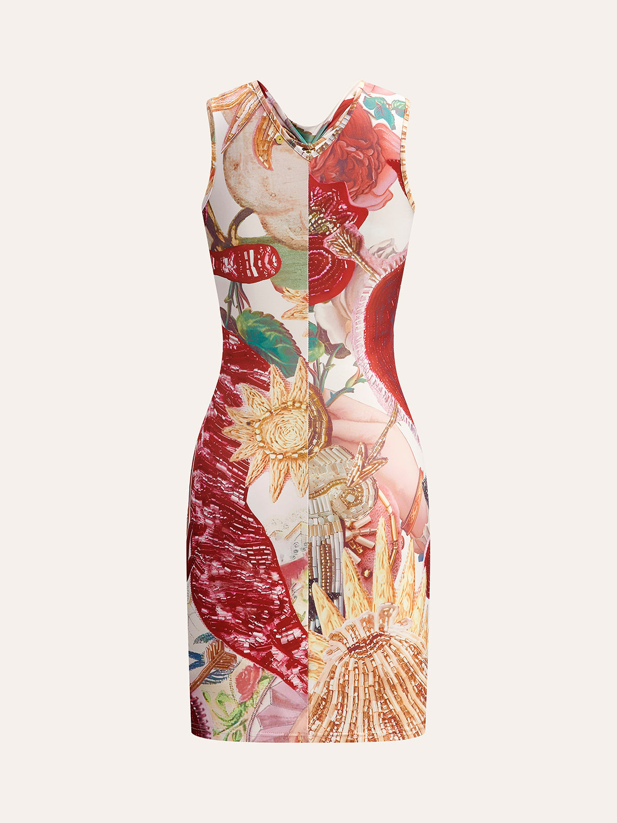 Knot-Front Printed Dress With Chain Detail